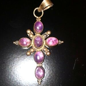 Amethyst sterling silver cross pendant